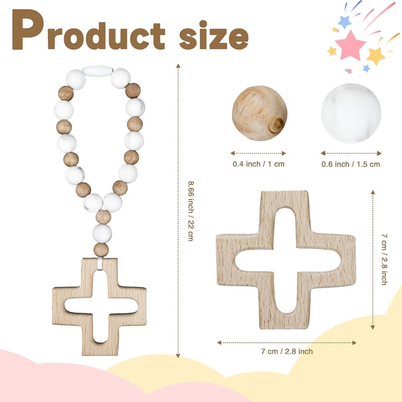 Sumalon Cross Baptism Silicone Rosary, First Communion Rosary Collection Shower Christian Communion Gifts (Long White) - Image 2